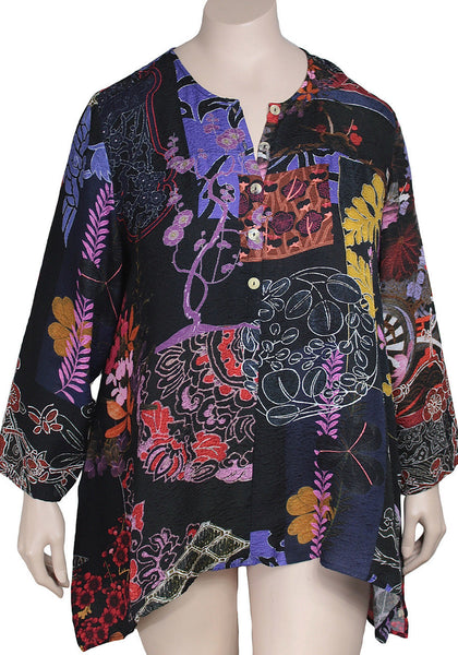 Citron Plus Size Silk Print Tunic