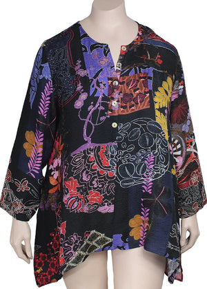 Citron Plus Size Silk Print Tunic