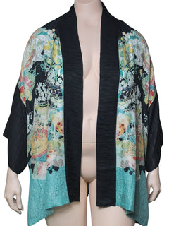 Dressori Plus Size Printed Kimono Jacket