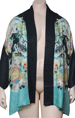 Dressori Plus Size Printed Kimono Jacket