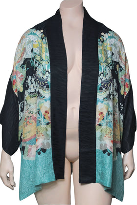 Dressori Plus Size Printed Kimono Jacket