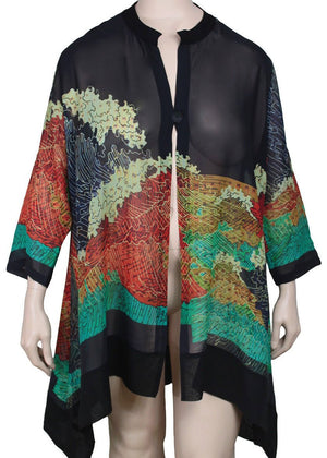 Dressori Plus Size Silk Georgette Duster