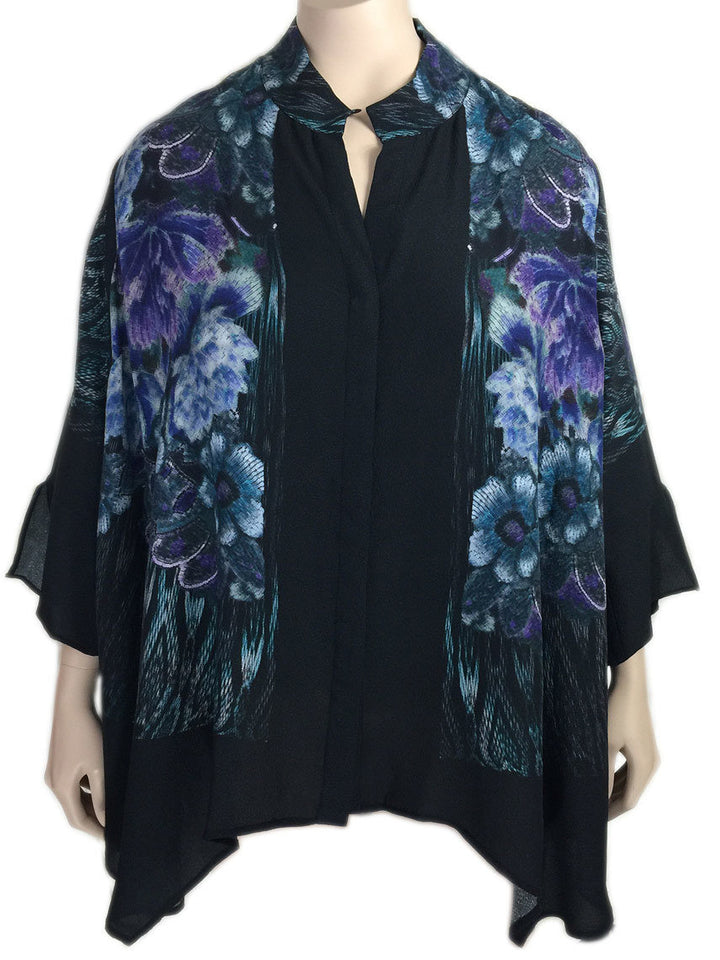 Dressori Black Silk Print Blouse