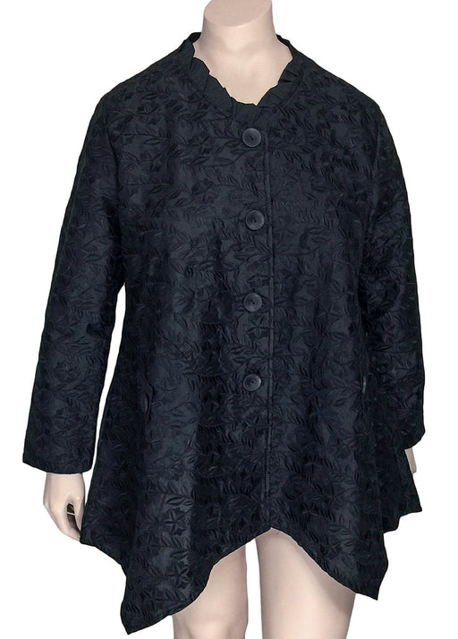 Transparente Black Embroidered Silk Jacket