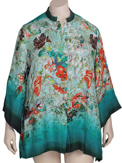 Citron Silk Print Blouse