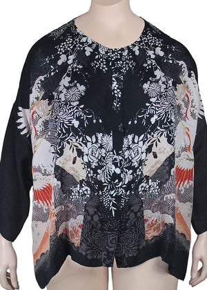 Dressori Silk Jewel Neck Blouse Plus Size