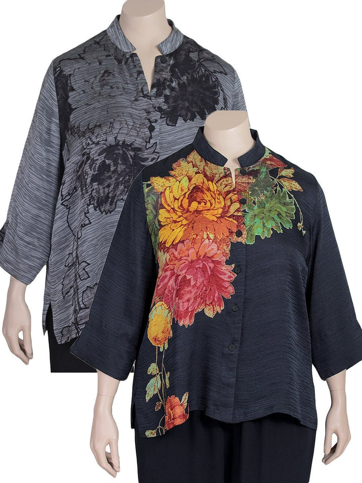 Dressori Rippled Silk Print Blouse