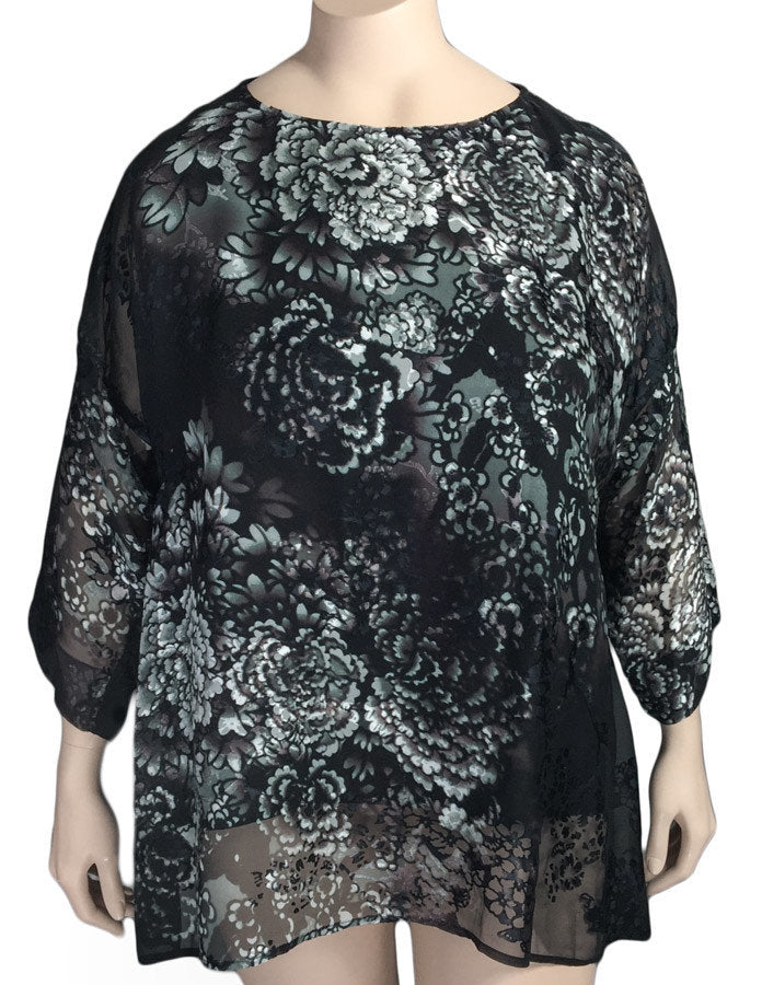 Dressori Black Silk Burnout Blouse