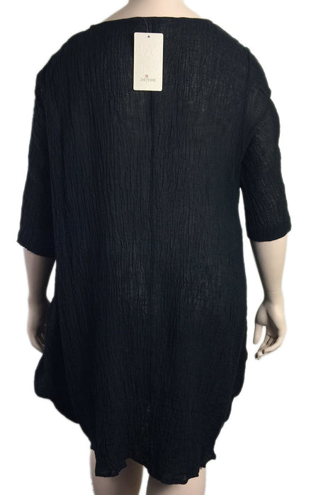 Cheyenne Black Linen Gauze Dress