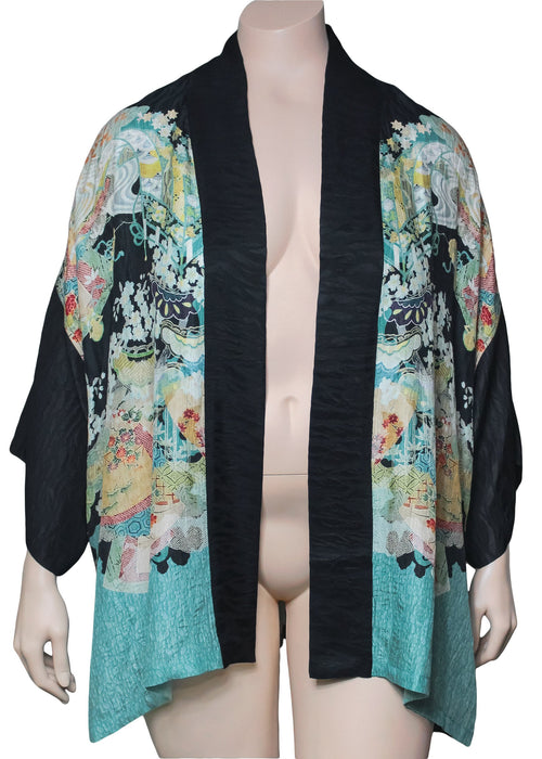 Dressori Plus Size Printed Kimono Jacket