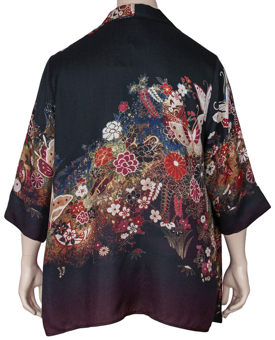 Dressori Plus Size Print Kimono Jacket - BACK VIEW