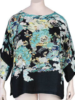 Dressori Plus Size Silk Kimono Sleeve Top