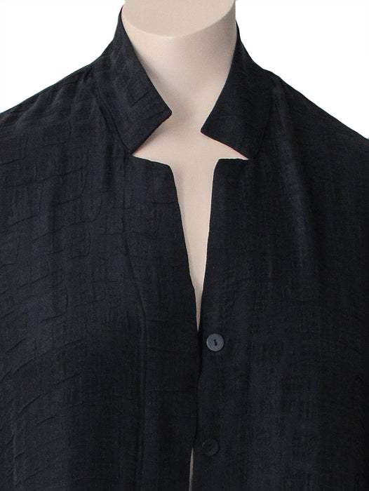 Dressori Plus Size Long Black Jacket - CLOSE UP