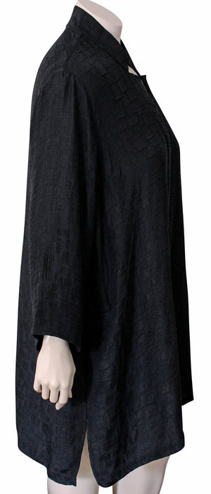Dressori Plus Size Long Black Jacket - SIDE VIEW