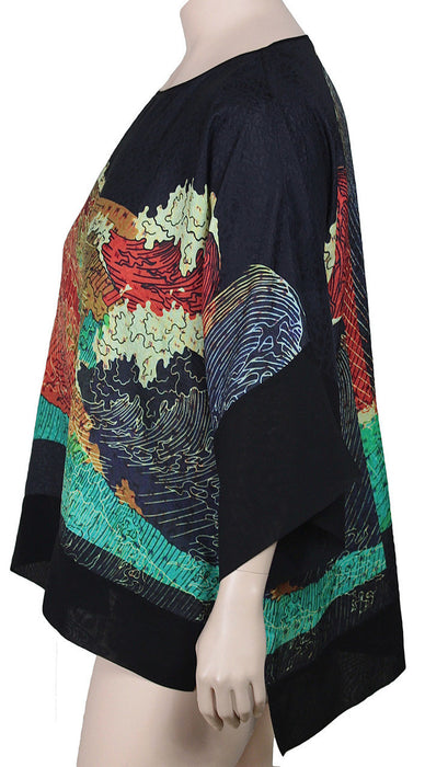 Dressori Plus Size Silk Print Tunic Top - SIDE VIEW