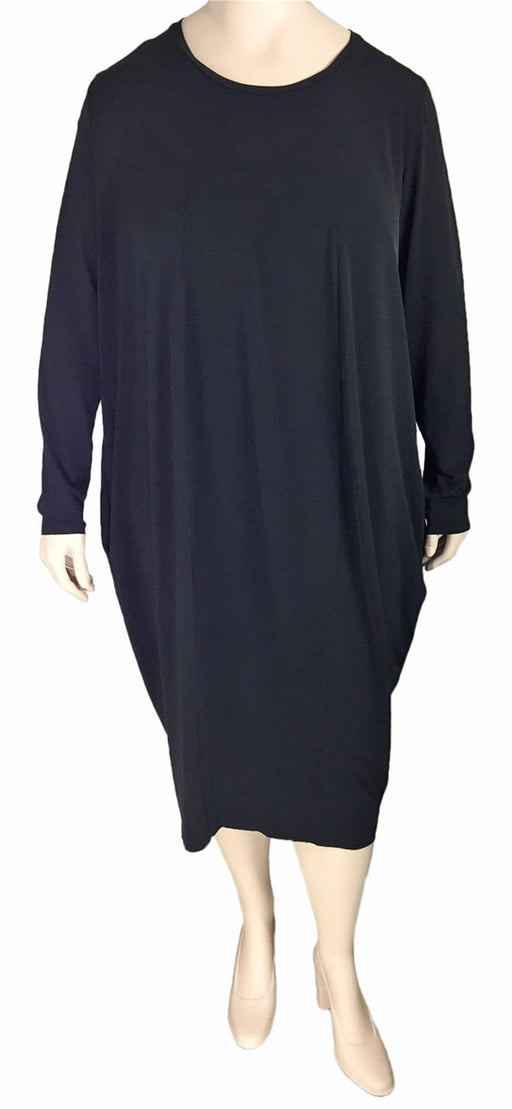 Gershon Bram Plus Size Black Draped Jersey Dress
