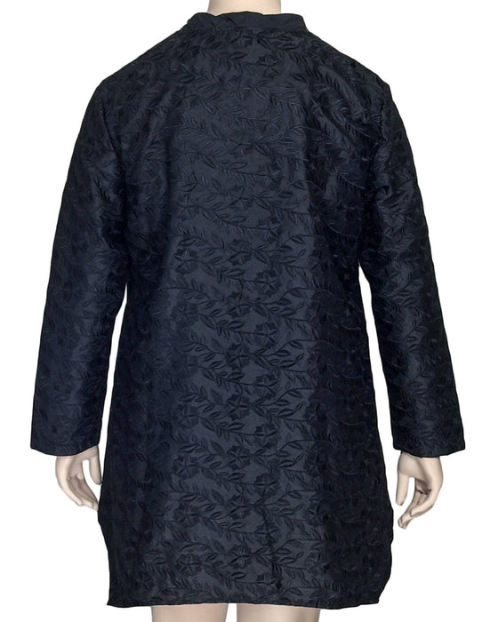 Transparente Black Embroidered Silk Jacket - BACK VIEW