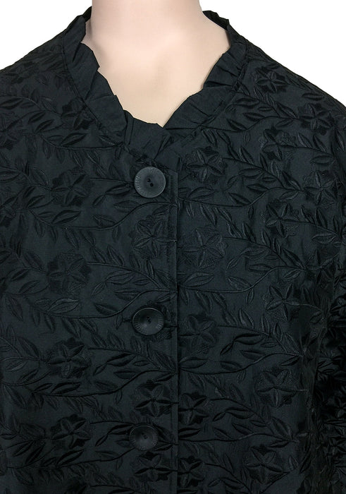 Transparente Black Embroidered Silk Jacket - Fabric Closeup
