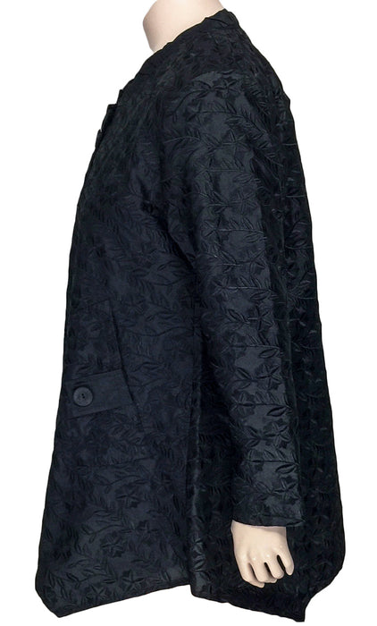 Transparente Black Embroidered Silk Jacket - SIDE VIEW